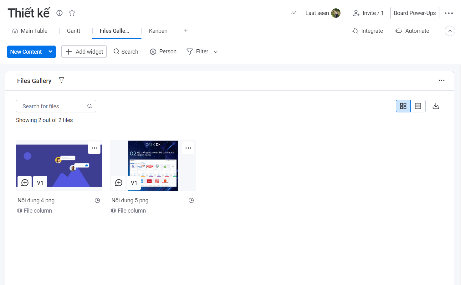 Theo dõi toàn bộ asset cho từng nội dung cụ thể